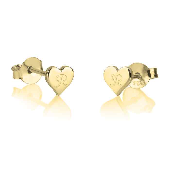 Personalized Heart Initial Studs