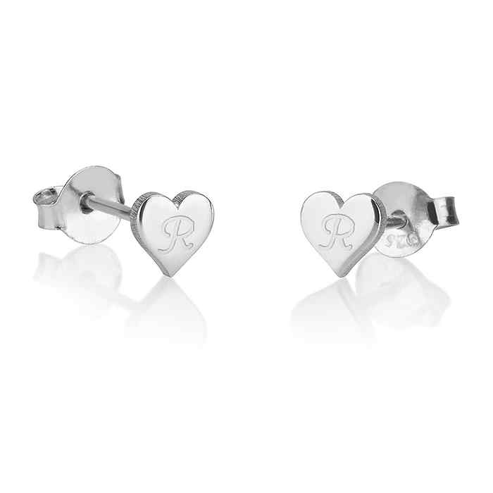 Personalized Heart Initial Studs