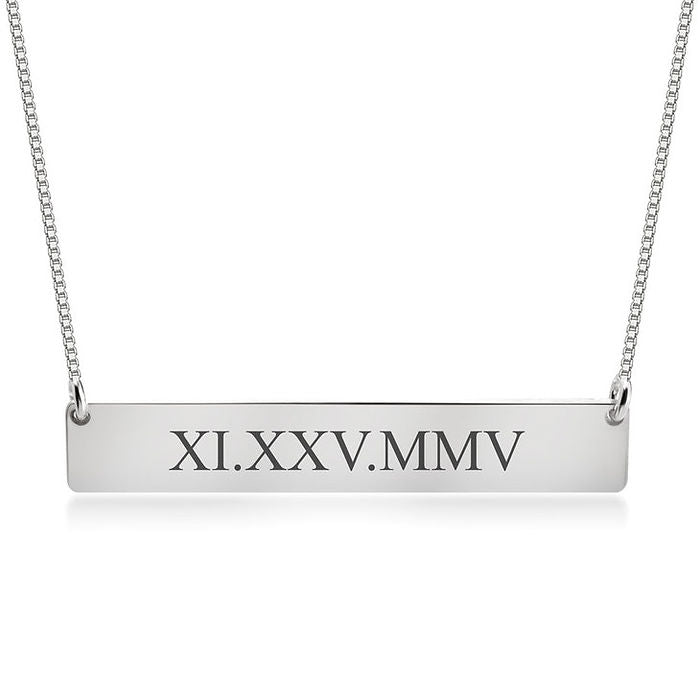 Roman Numeral Date Necklace.