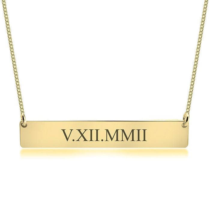 Roman Numeral Date Necklace.