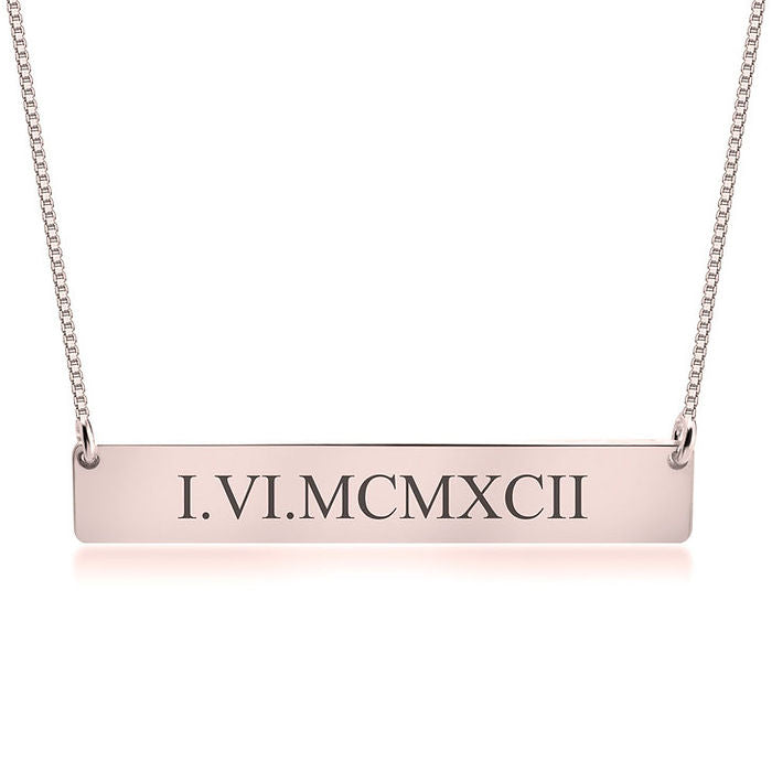 Roman Numeral Date Necklace.