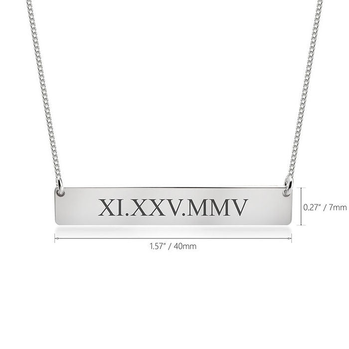 Roman Numeral Date Necklace.