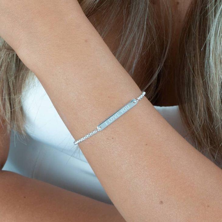 Engraved Name Thin Bar Bracelet