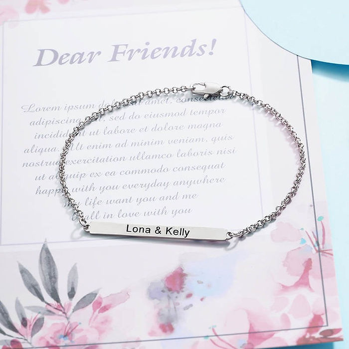 Engraved Name Thin Bar Bracelet
