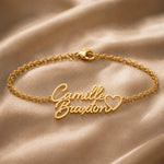 Personalized Two Name Bracelet With Heart.
