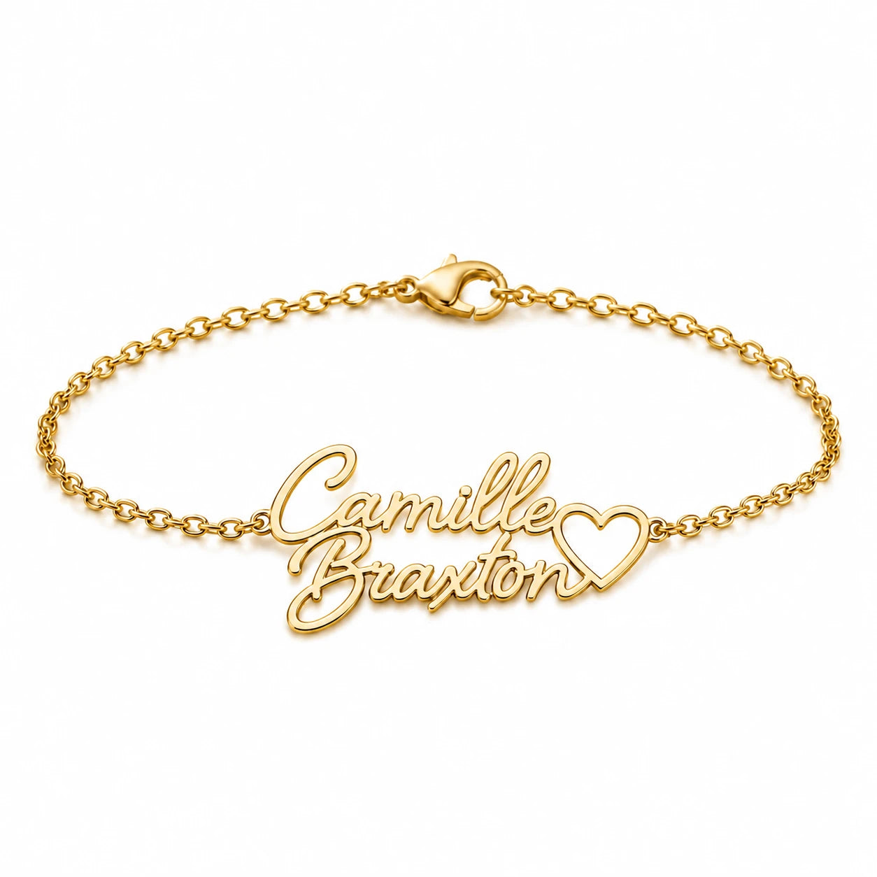 Two Name Bracelet With Heart