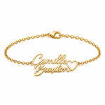 Personalized Two Name Bracelet With Heart.