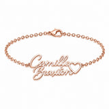 Personalized Two Name Bracelet With Heart.