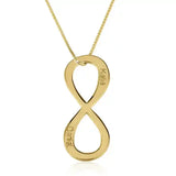 Gold infinity pendant necklace with engraved names