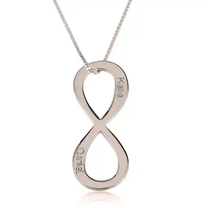 Rose Gold infinity necklace with couple names