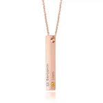 18k Rose-Gold platted vertical bar necklace with birthstones – customizable jewelry gift