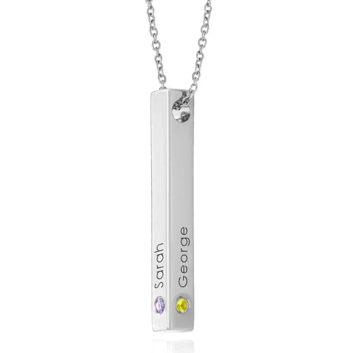 Sterling silver 925 vertical bar necklace with birthstones – customizable jewelry gift