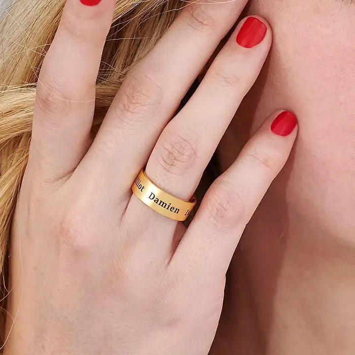 Wide Engraved Band Ring