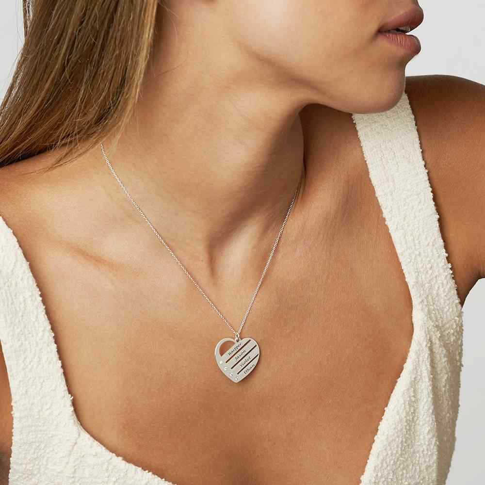 Personalized Heart Necklace Upto 4 Names & Diamonds