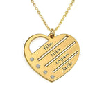 Personalized Heart Necklace Upto 4 Names & Diamonds