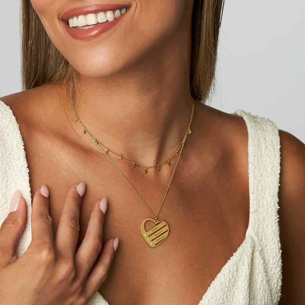 Personalized Heart Necklace Upto 4 Names & Diamonds
