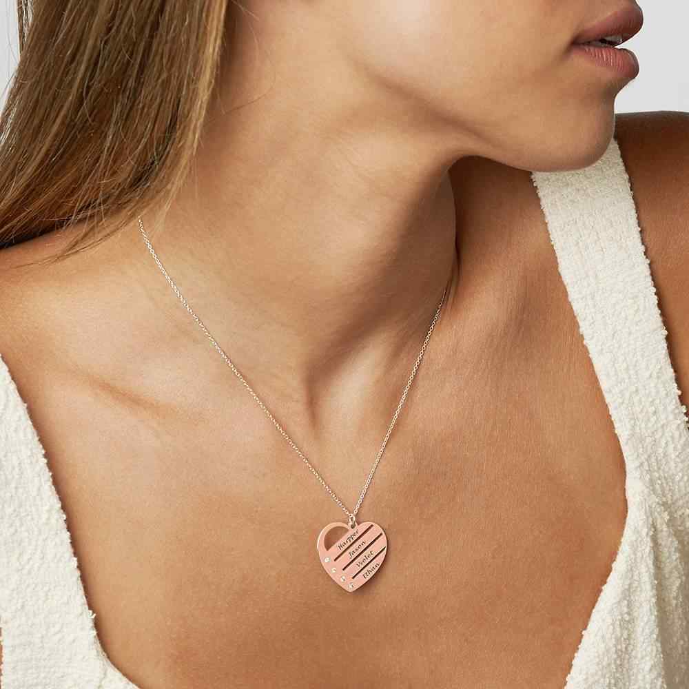 Personalized Heart Necklace Upto 4 Names & Diamonds