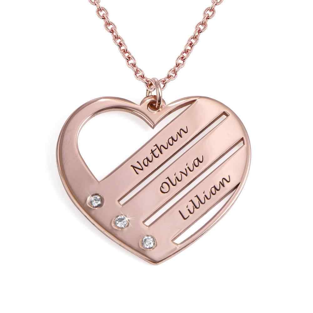 Personalized Heart Necklace Upto 4 Names & Diamonds