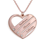 Personalized Heart Necklace Upto 4 Names & Diamonds