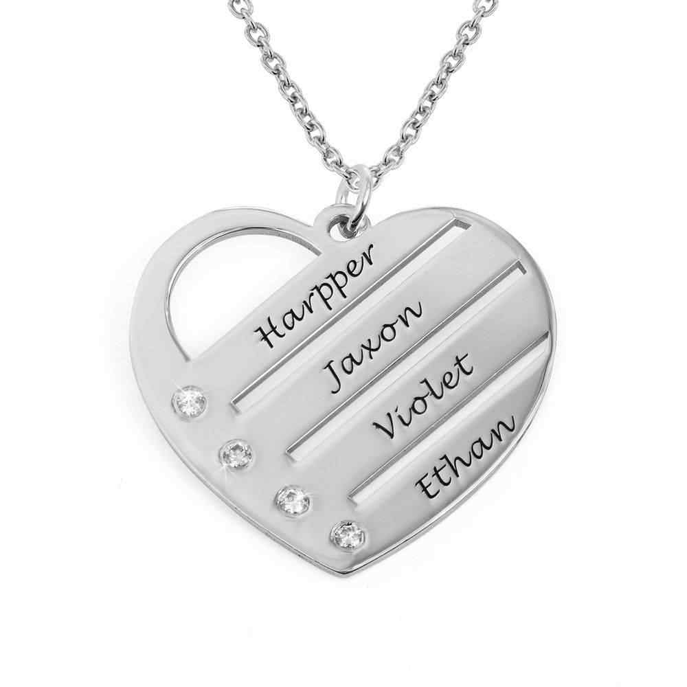 Personalized Heart Necklace Upto 4 Names & Diamonds