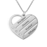 Personalized Heart Necklace Upto 4 Names & Diamonds