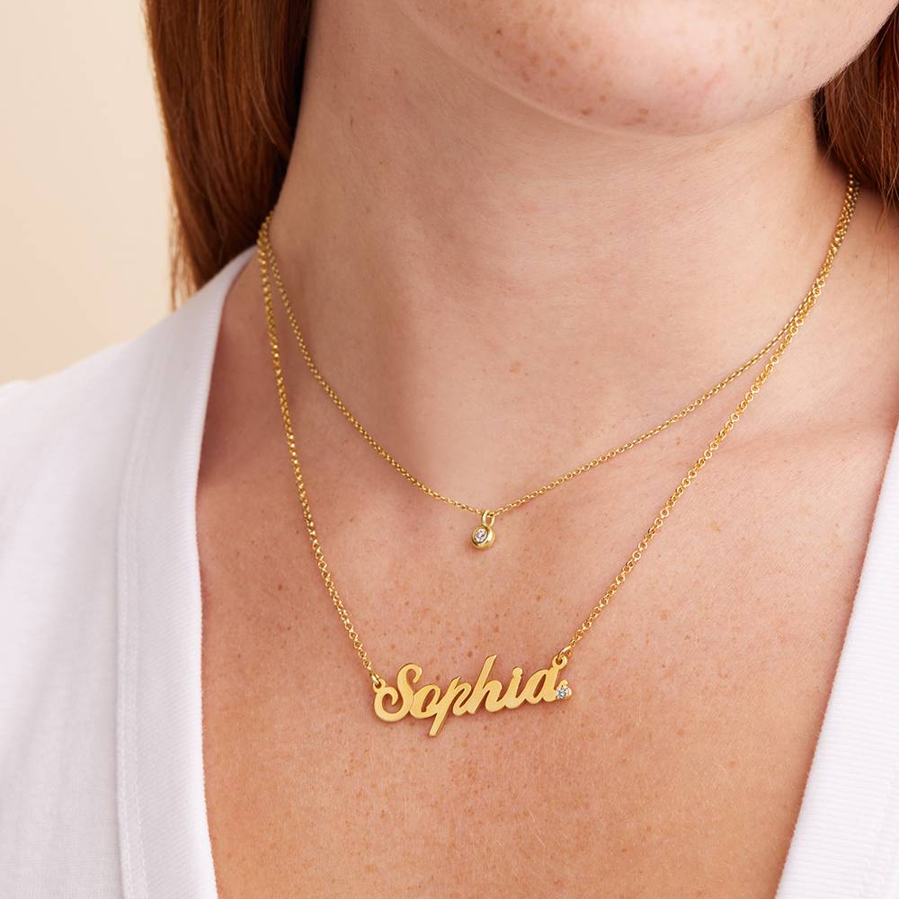 Personalized Classic English Name Necklace with Diamond
