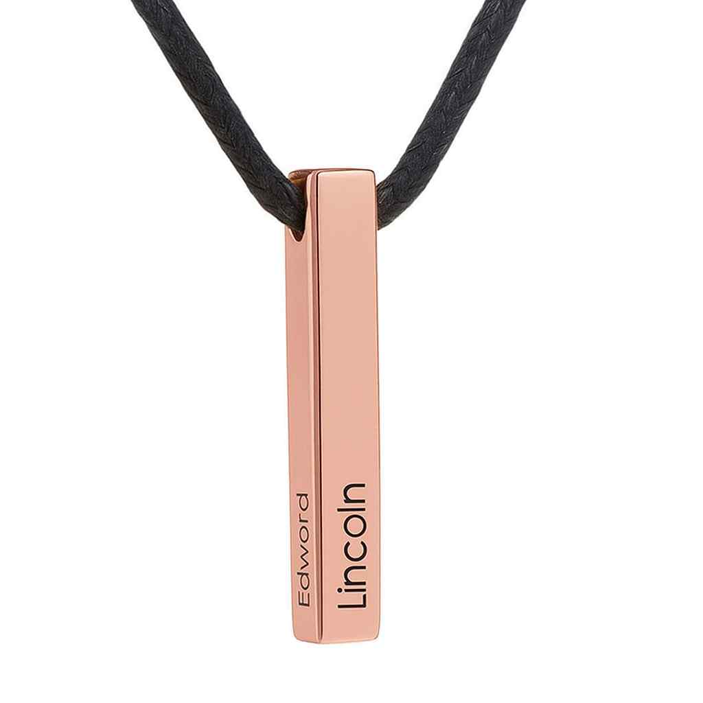 Engraved 3D Bar Name Necklace for Men