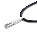 Personalized 3D Bar Necklace With Leather Chain