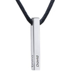 Personalized 3D Bar Necklace With Leather Chain