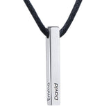 Personalized 3D Bar Necklace With Leather Chain