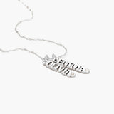 English Capital Vertical Name Necklace With Diamond.