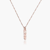 English Capital Vertical Name Necklace With Diamond.