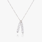 English Capital Vertical Name Necklace With Diamond.