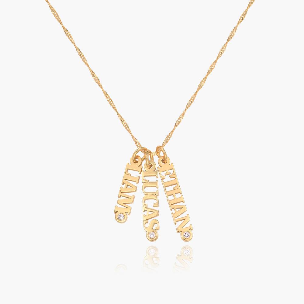 English Capital Vertical Name Necklace With Diamond.