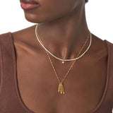 English Capital Vertical Name Necklace With Diamond.