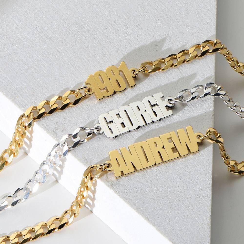 Thick Chain Name Bracelet in Sterling Silver