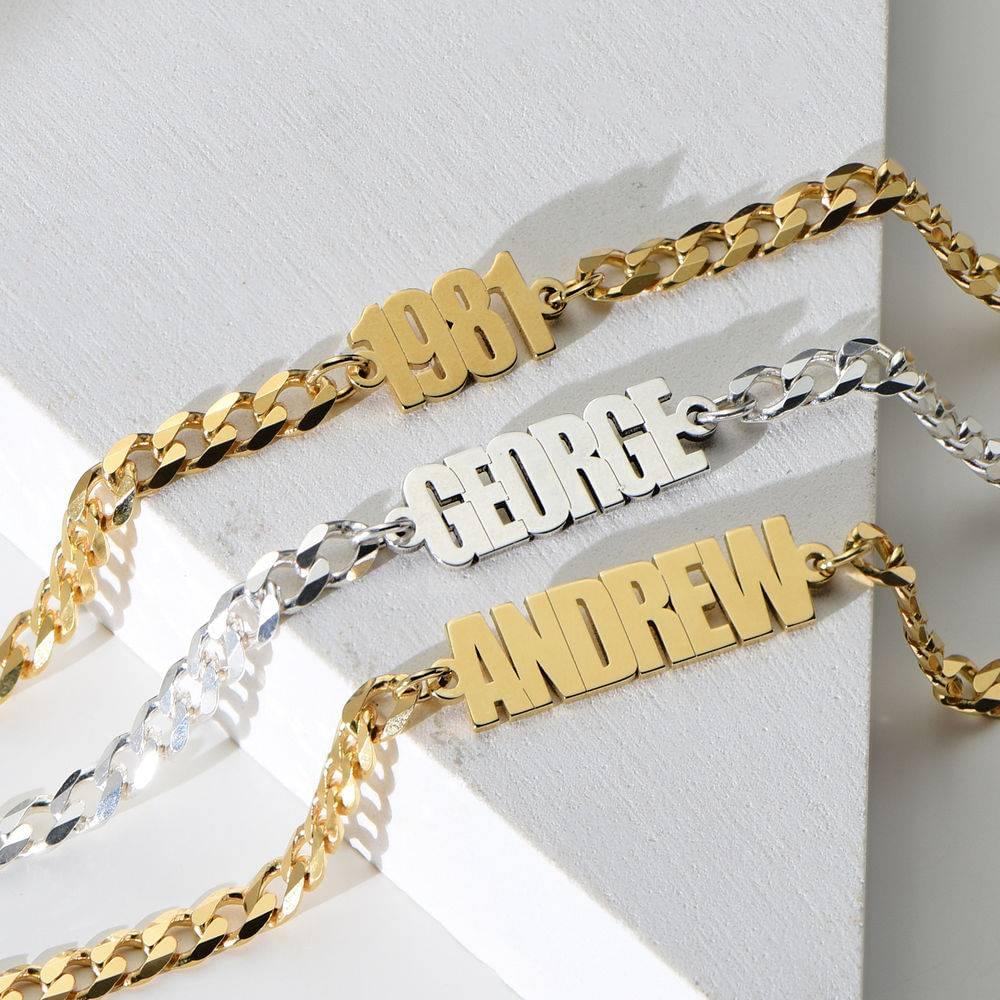 Thick Chain Name Bracelet in Sterling Silver