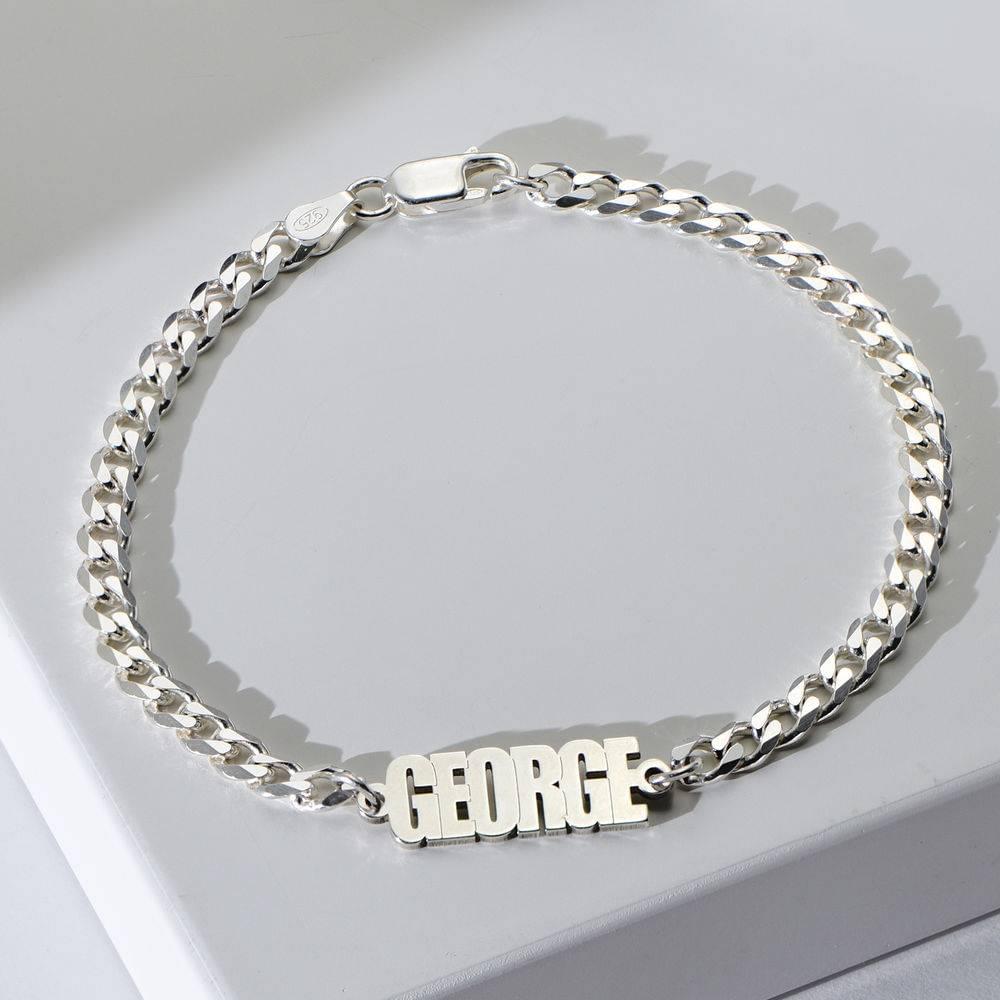 Thick Chain Name Bracelet in Sterling Silver