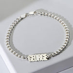 Thick Chain Name Bracelet in Sterling Silver