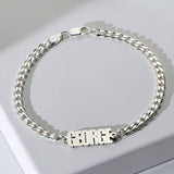 Thick Chain Name Bracelet in Sterling Silver