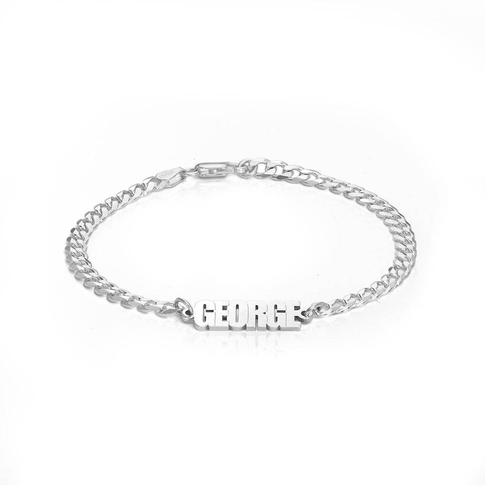 Thick Chain Name Bracelet in Sterling Silver